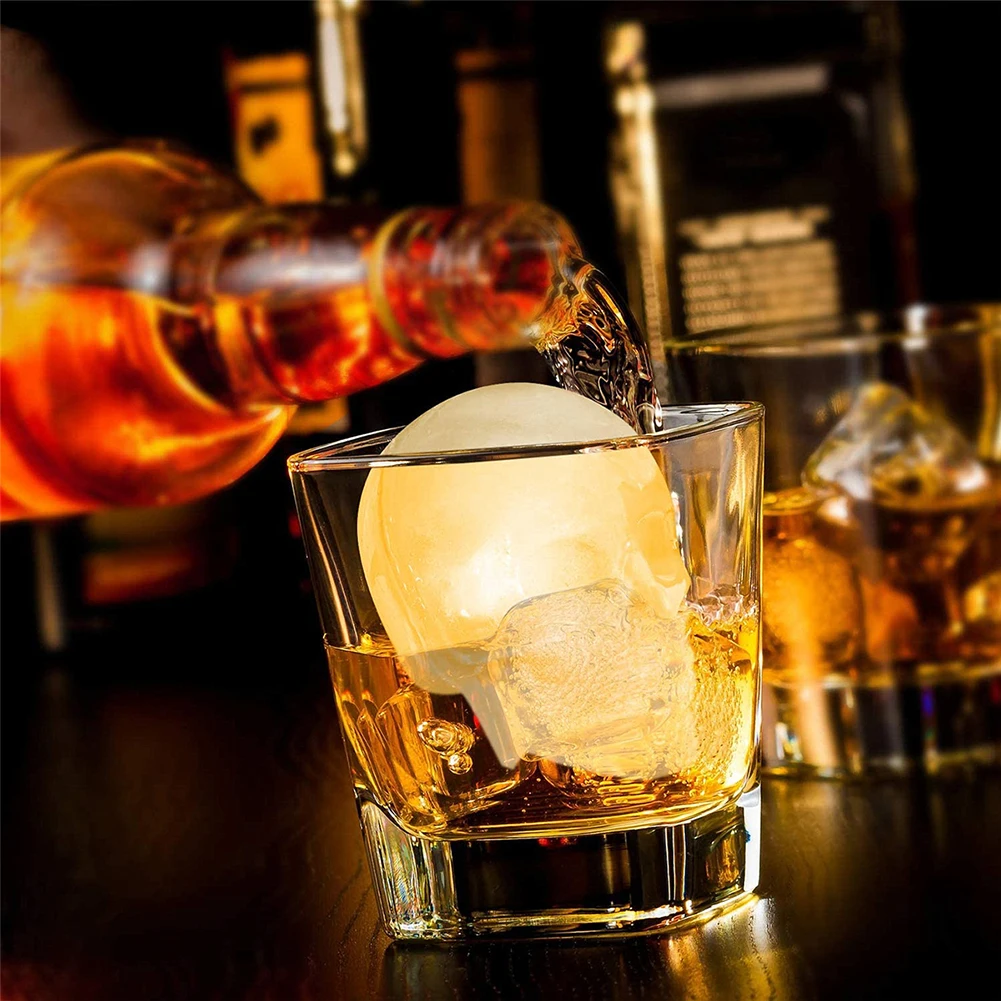 3D Skeleton Ice Tray Sigle Holes Silicone Small Drink Whisky Skull Cube Mold Party Candy Lattice Cake Model |