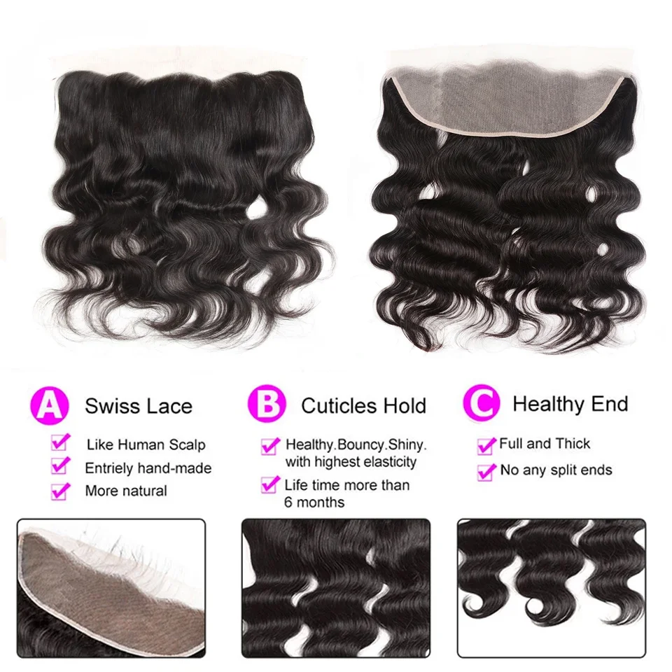 Прозрачные фронтальные бразильские волнистые человеческие волосы 13x4