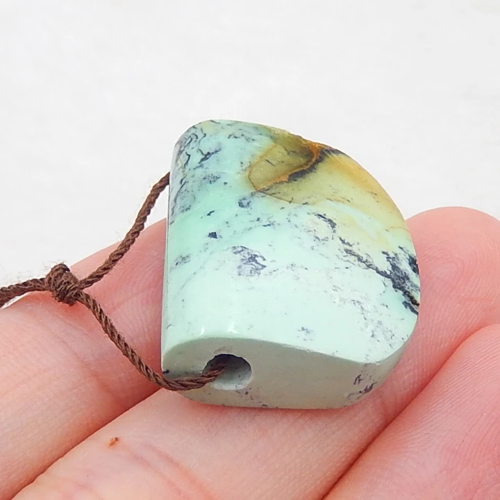 

New Arrival Natural Green Turquoise Drilled Pendant Bead, 20x23x9mm,6.9g