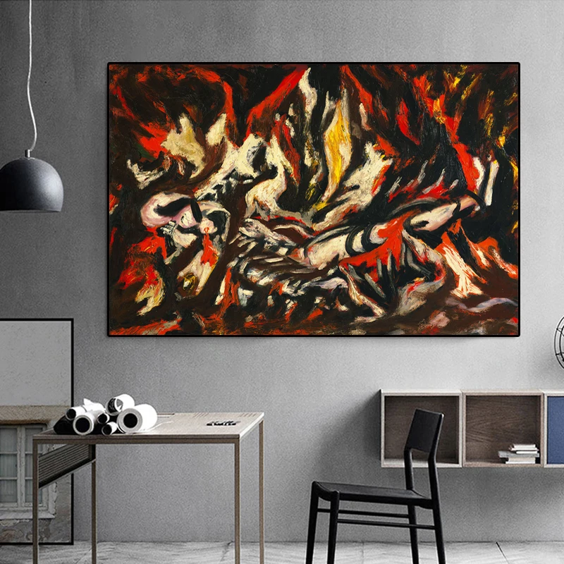 

Jacksones Pollocker The Flames Canvas Painting Print Living Room Home Decor Modern Wall Art Oil Painting Poster Salon Pictures