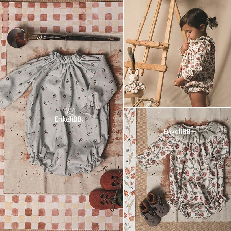 

EnkeliBB BP Luxury Quality Baby Girl Long Sleeve Romper European and American Style Baby Girl Spring Rompers Bubble Playsuits