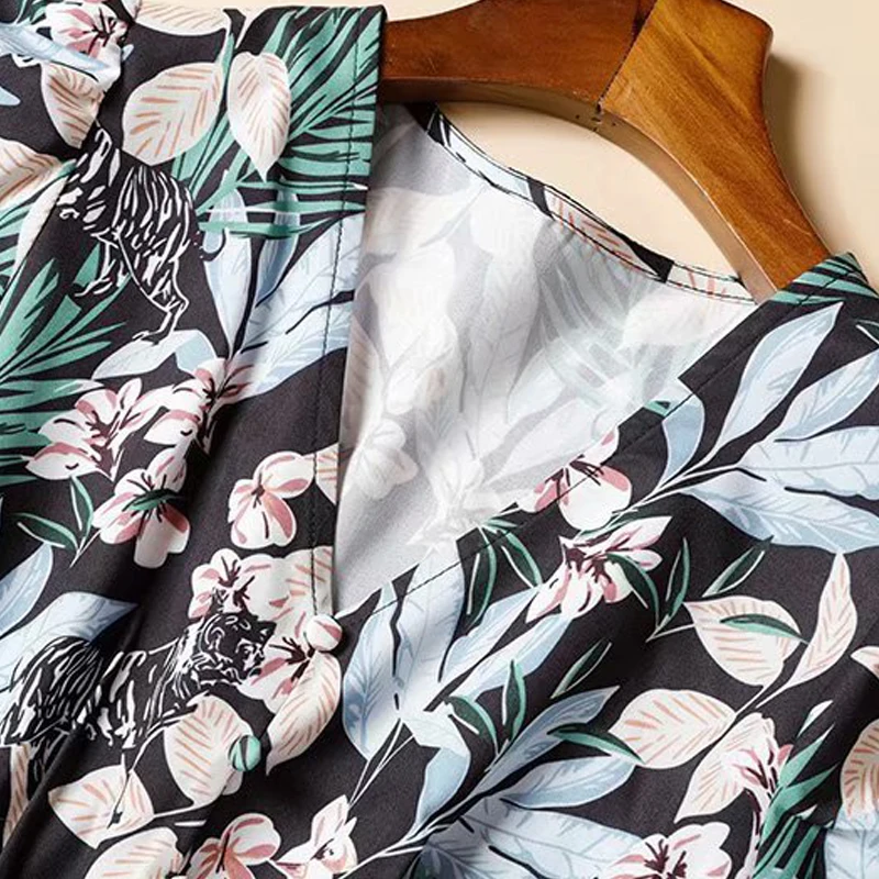 

High Quality 2021 Summer New Ladies Fashion Party Boho Beach Casual Vintage Elegant Chic Flower Print Top