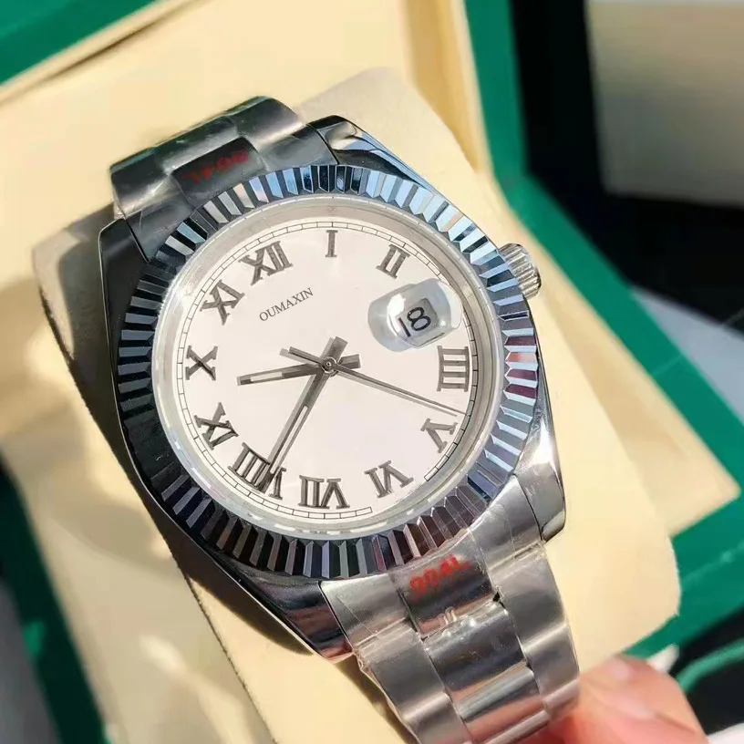 

men watch automatic mechanical sapphire glass white roman numeral dial 904 stainless steel watch waterproof miyota mechanical