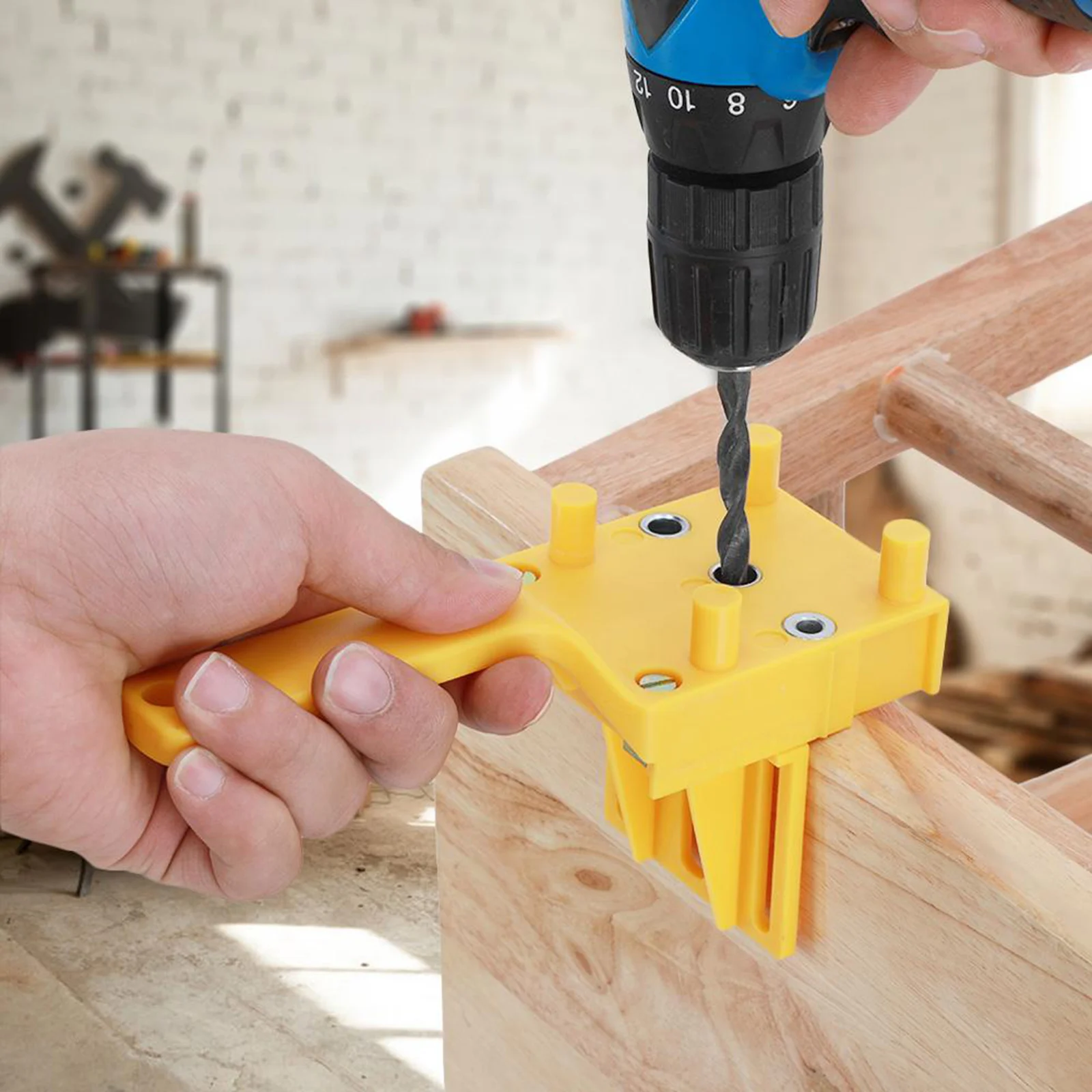 

Wood Dowel Jig Kit Woodworking Tools Quick Doweling Joints Handheld Made Of High-impact Plastic Straight Hole Locator