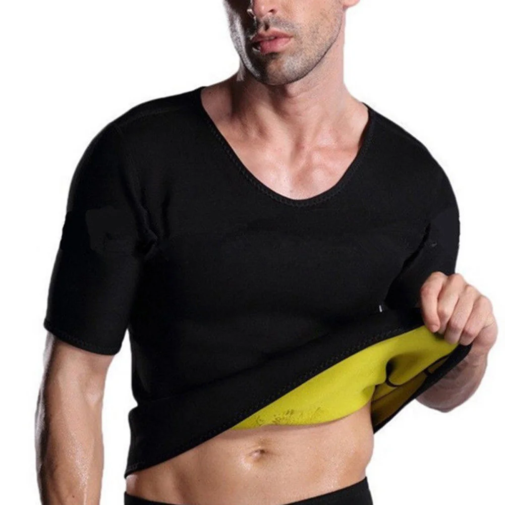 

Summer Men Sweat Shirt Short Sleeve Neoprene Gym Fitness Weight Loss Slimming Body Shaper T-Shirt MC889