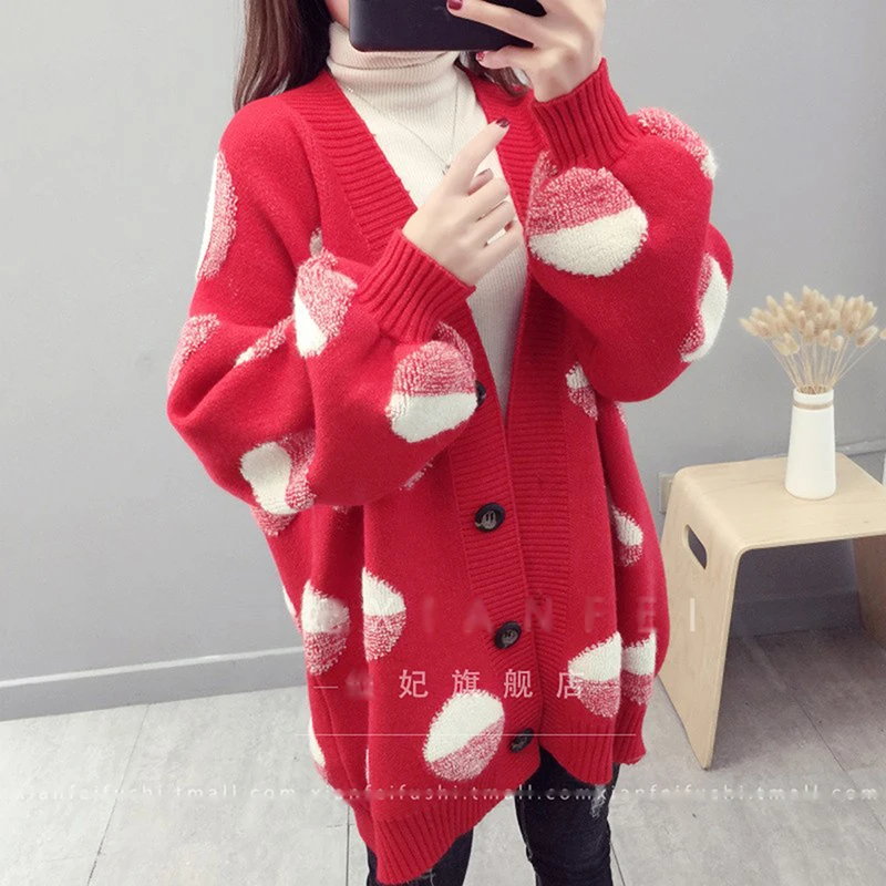 

Women Knitted Cardigan Coat Autumn Winter 2020 Casual V-Neck Long Sleeve Crochet Knit Sweater Coat Female Tops Wool Sweater