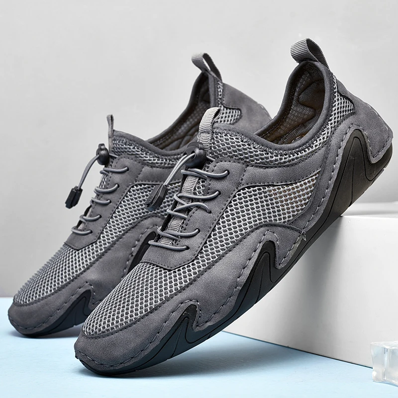 

Summer Men's Sandals Fashion 2021 New Leather Men's Casual Shoes Breathable Beach Sandals Slippers Lace-Up Outdoor Men's Shoes