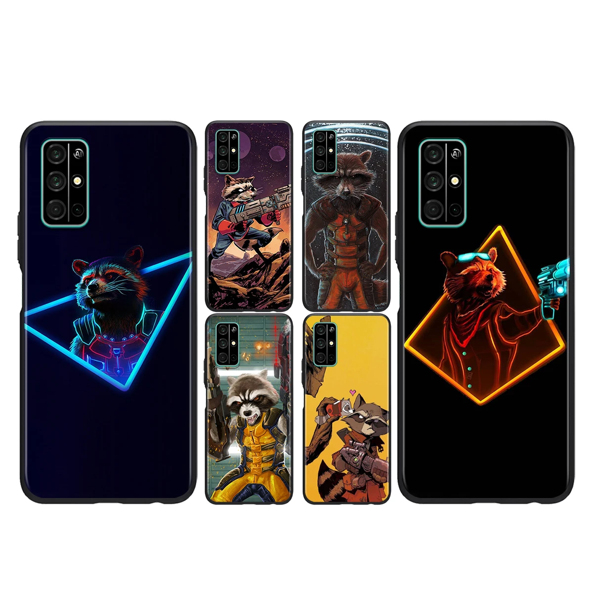 

For Honor Play 3E 8S 8C 8X 8A 8 7S 7A 7C MAX Prime Pro 2019 2020 Black Phone Case Rocket Racoon Soft Silicone Cover