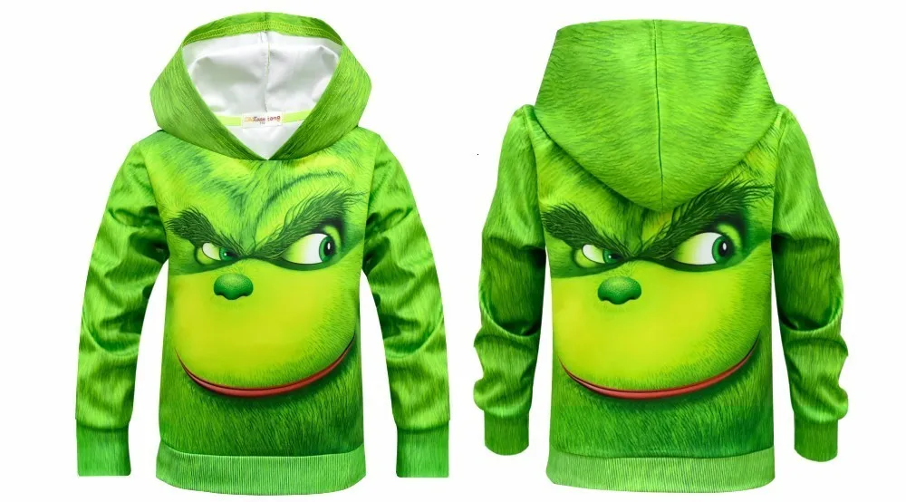 Толстовка с 3D-принтом «GRINCH FULL FACE»; Детский карнавальный костюм «Merry Grinch»; толстовка для мальчиков и девочек на Хэллоуин и Рождество