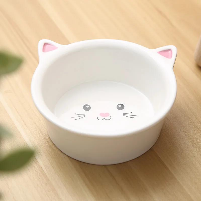 cat2 Милая миска-кормушка для домашних животных, мультяшная форма, Высокая ножка, один рот, нескользящая керамическая миска для собак, кошек, еды и питья, собачий контейнер для еды - Цвет: cat2
