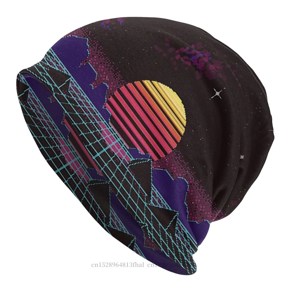 

Vaporwave Aesthetic Meme Retro Skullies Beanies Caps Outrun Sunset Hat Winter Warm Bonnet Hats Men Women's Street Ski Cap