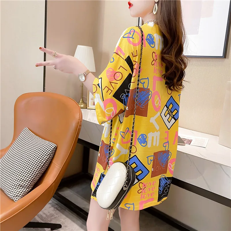 

HLM Women Short-Sleeved T-shirt Harajuku Style Hip Hop Oversize Loose Fashion T-shirt Half Sleeve Printing Female Tops