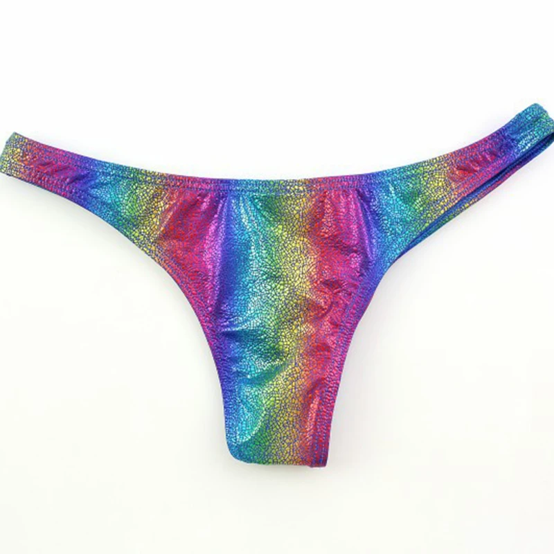 Sexy Men's Underwear Soft Breathable Rainbow Briefs Panties Pouch Bikini Underpants Stage Performance Clubwear |