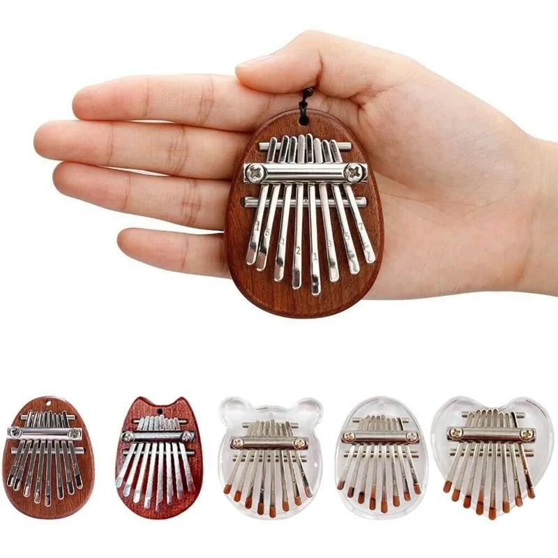 

8 Key Mini Wood Crystal Thumb Piano Finger Percussion Instrument Pocket Keyboard Portable Thumb Piano Children's Holiday Gift