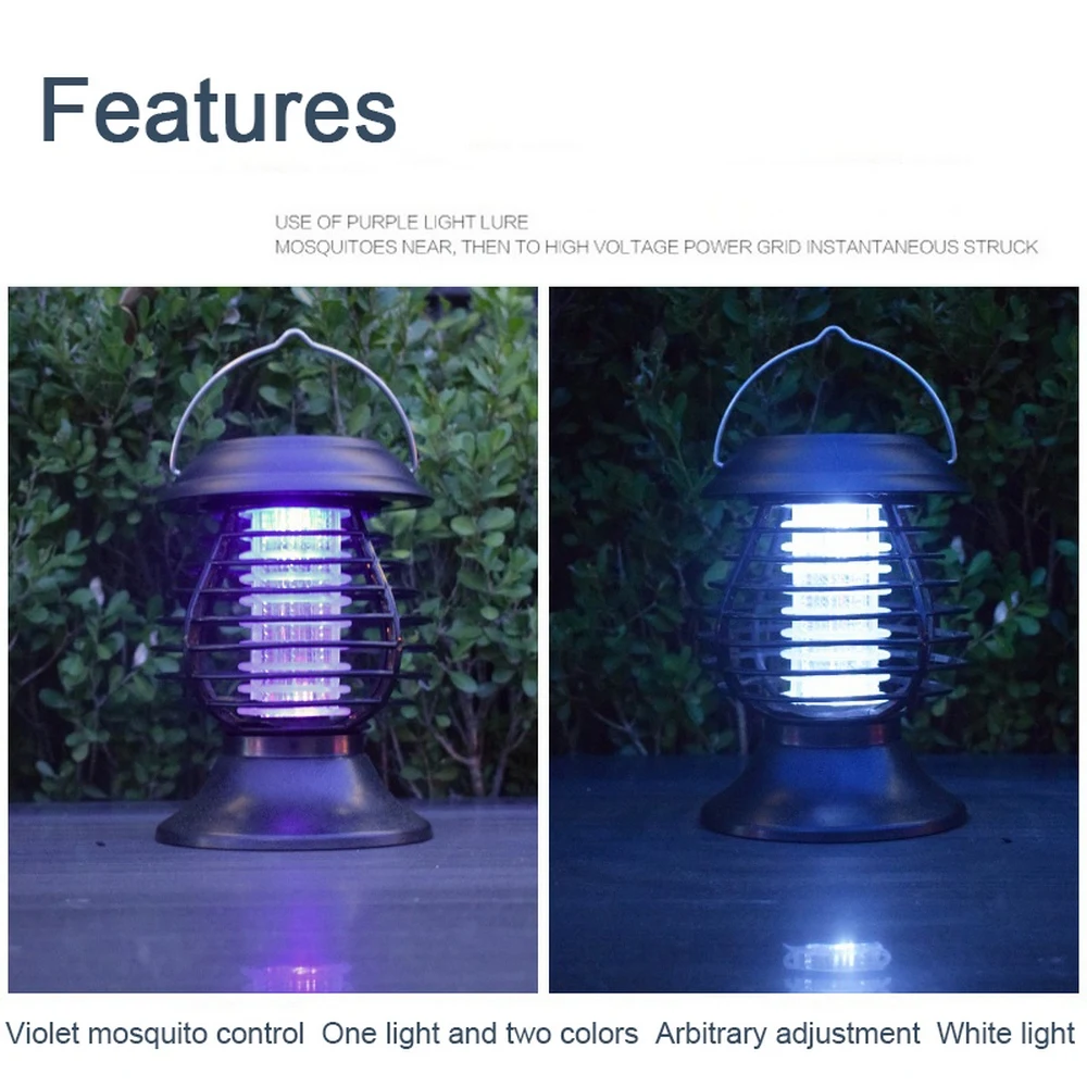Лампа-ловушка для комаров на солнечной батарее светодиодсветодиодный