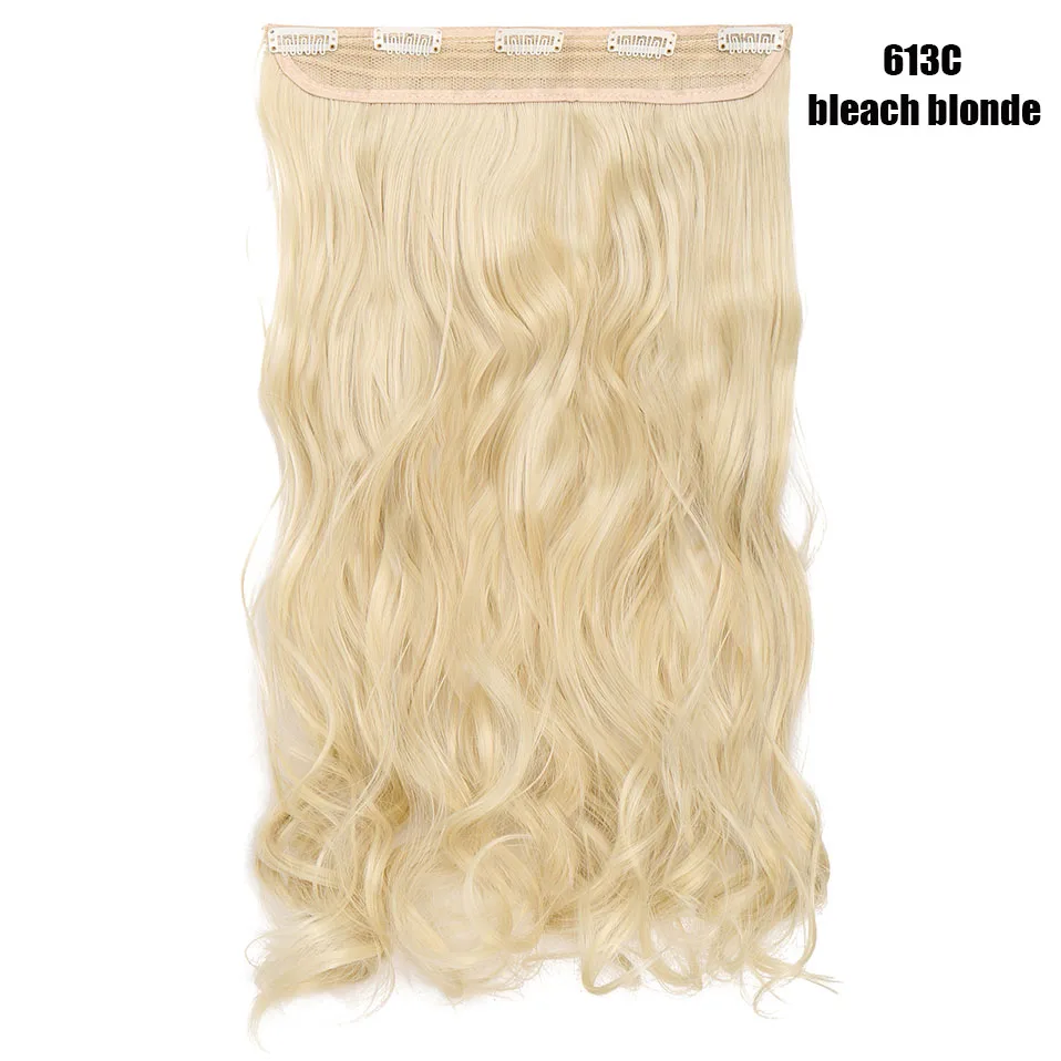 bleach blonde S-noilite 2" волосы синтетические на зажимах в одной части длинные волнистые вьющиеся женские волосы 5 заколки для волос расширение розовый красный белый серый - Цвет: bleach blonde