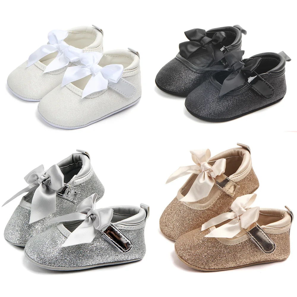 

Baby First Walkers Clothing Baby Shoes Newborn Infant Pram Girls Princess Moccasins Bowknot Solid Soft Shoes