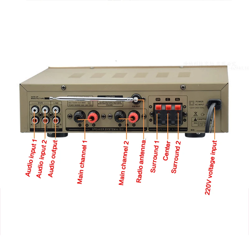 

Vogue 220V 100W*2 4-16ohm TAV-580BT Bluetooth Power Amplifier Stage Audio Power Amplifier Household High Power Card Amplifier