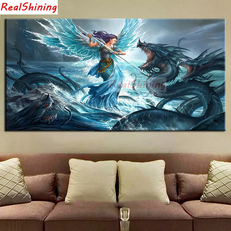 

5D DIY square/round Diamond painting Angel and dragon Cross Stitch Diamond Embroidery Pattern Rhinestone J2988