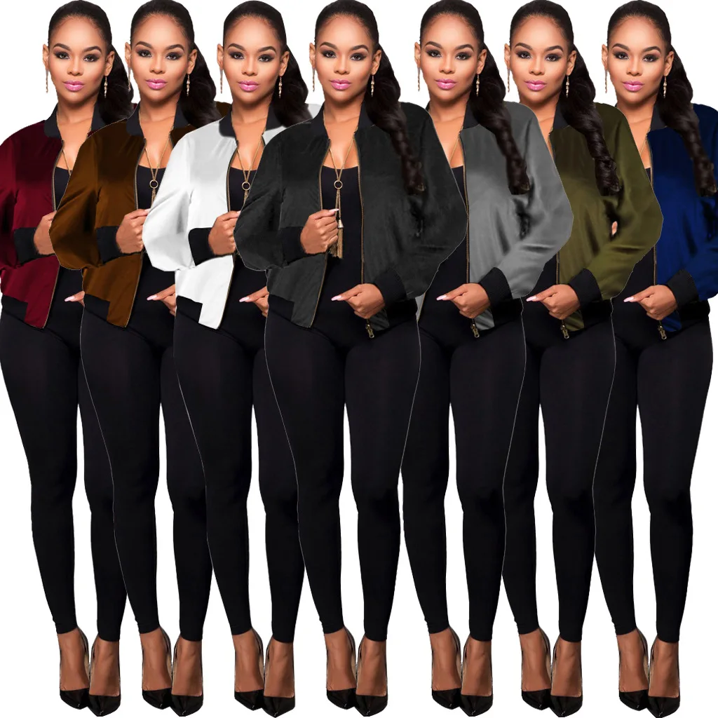 

Новая стильная женская куртка, пальто на молнии, Повседневная модная однотонная женская брендовая одежда с длинным рукавом, пальто, куртка