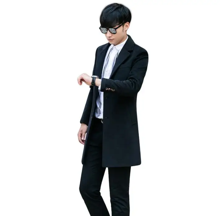 

Black casual woolen coat men trench coats S- 9XL long sleeves overcoat mens cashmere coat casaco masculino inverno erkek england