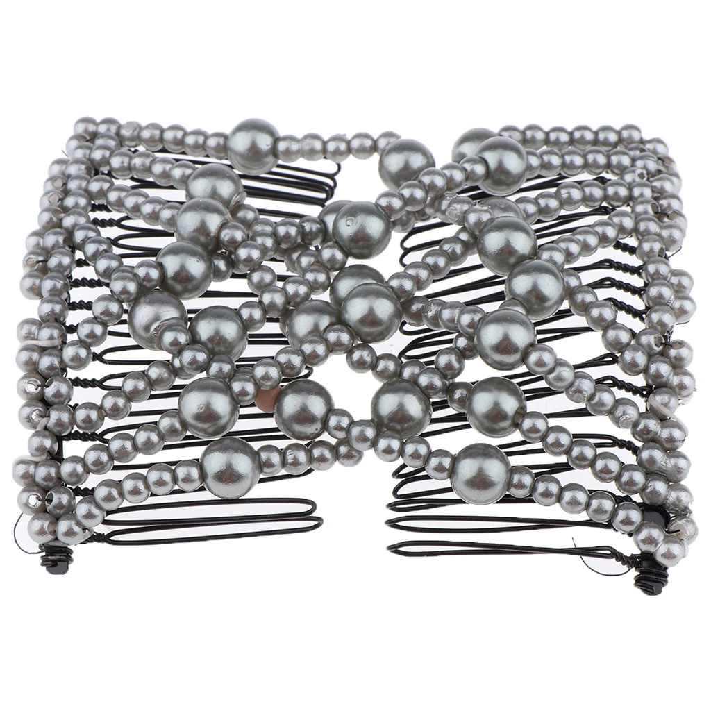 Женские Эластичные двойные Волшебные гребни серые искусственные жемчужины