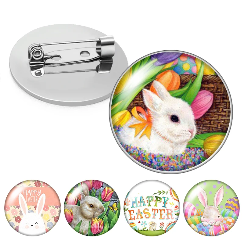 

Брошь из стекла в виде кролика, пасхальных яиц, брошь из кабошона