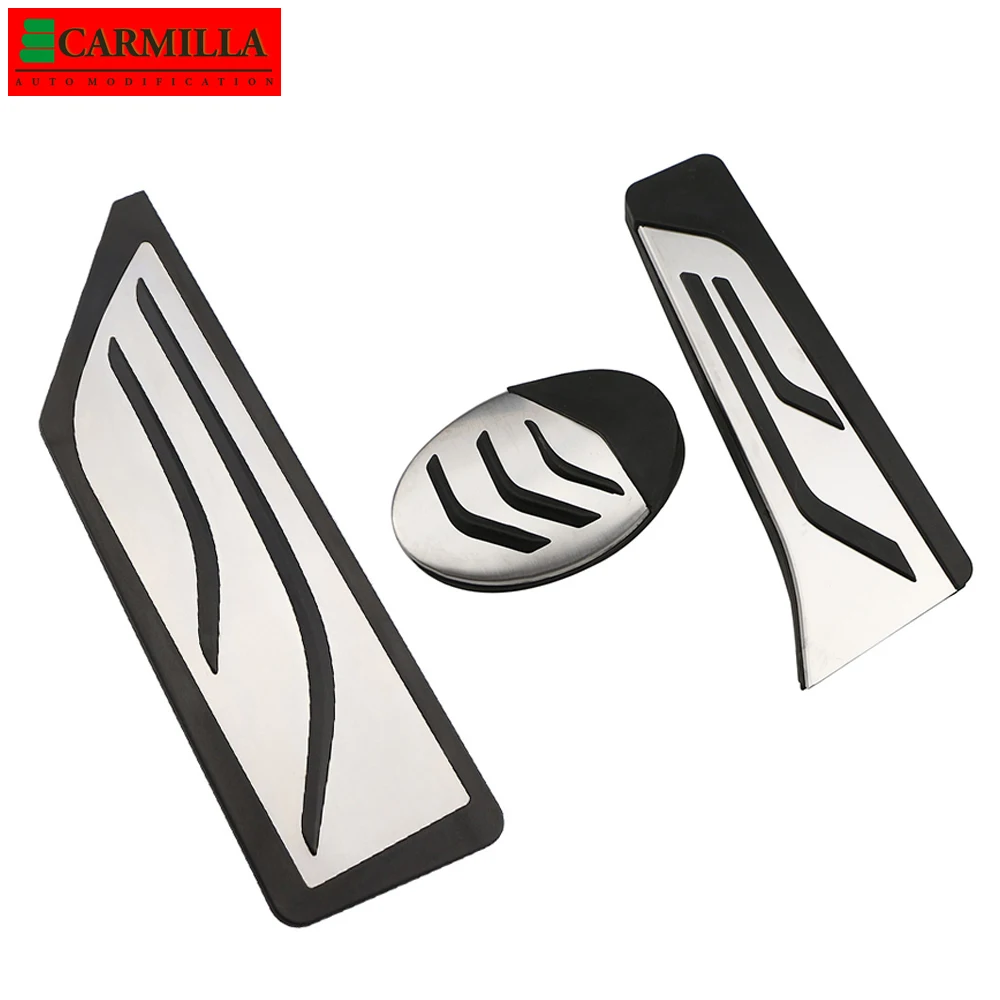 

Carmilla Stainless Steel Car Pedals for BMW X1 F48 2016 2017 2018 2019 2020 2021 AT Gas Brake Rest Dead Pedal Protection Cover