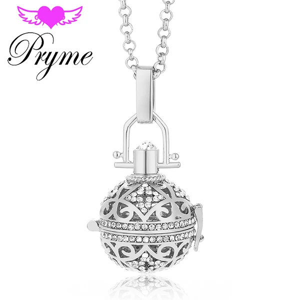 Platinum Plated Angel Bola ароматерапия с парфюмом кулон эфирное масло диффузор колье с кулоном в виде клетки кулон для женщин подарок ювелирные изделия L064 - Окраска металла: Platinum Plated