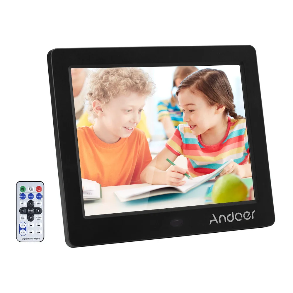 Andoer " HD широкий экран Высокое разрешение цифровая фоторамка Будильник MP3 MP4 видеоплеер с пультом дистанционного управления