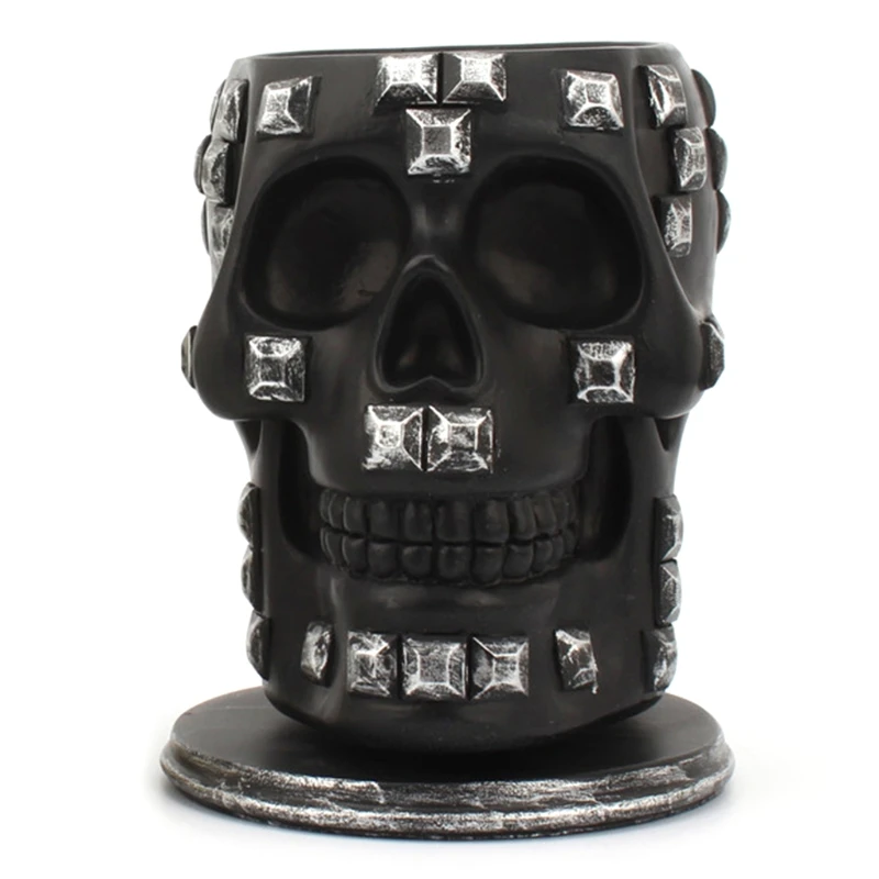 

Sequins Skull Ornament Skeleton Pen Holder Home Office Desktop Pencil Organizer Stationery Makeup Tools Storage Dropship