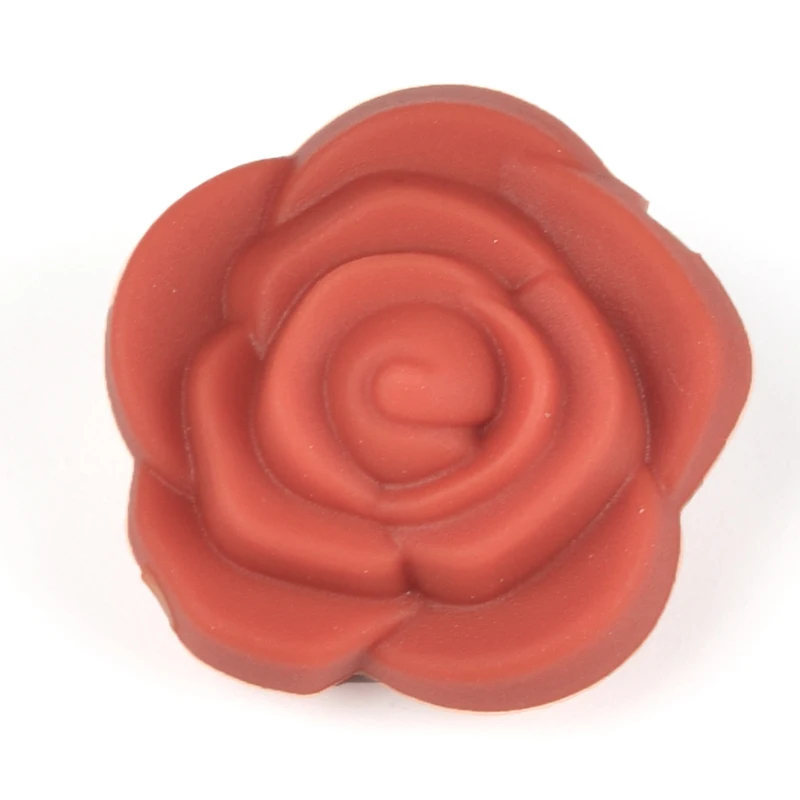 brick red LOFCA, 50 шт в наборе, двойной уход за кожей лица силиконовые в форме цветка бусины Роза прорезывания зубов очаровательный Прорезыватель для зубов, жевательная резиновая горячая Распродажа Цепочки и ожерелья мягкая жевательная игрушка в подарок - Цвет: brick red