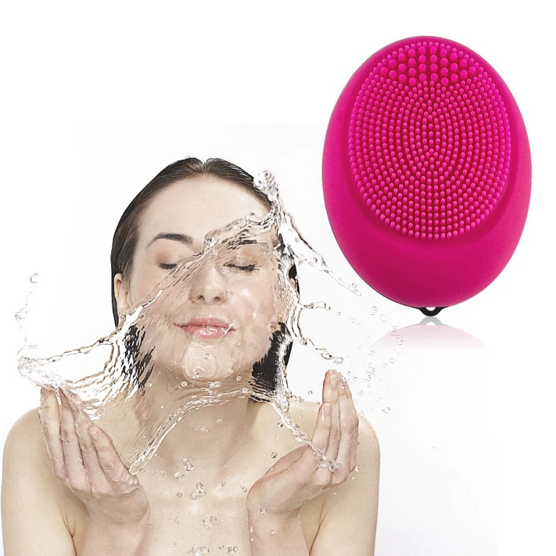 Черная электрическая силиконовая Очищающая щетка для лица Sonic Vibration Massage Smart Face