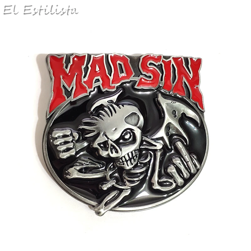Мужская металлическая пряжка с черепом The Mad Sin в стиле панк-рок крючки для ремня 4