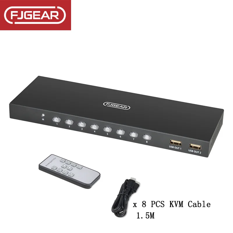 KVM Switcher 8 Ports HDMI-Compatible 4K HD Video Switch   8 computers share 1 set of keyboard, mouse, display, USB printer