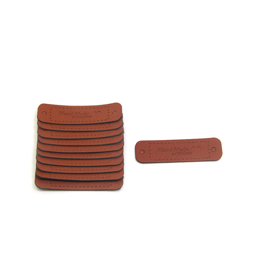 20Pcs Handmade Labels Bronzing Love Garment PU Leather Hand Made Tags for Jeans Bags Shoes Hats DIY Sewing Supplies | Дом и сад