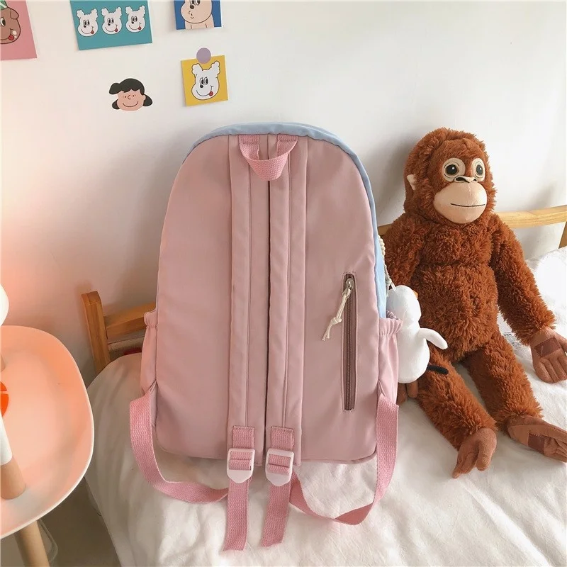 

Japanese Cute Fashion Women's Backpack Nylon Large-capacity Travel Bag Multi-pocket Contrast Color Student School Bags