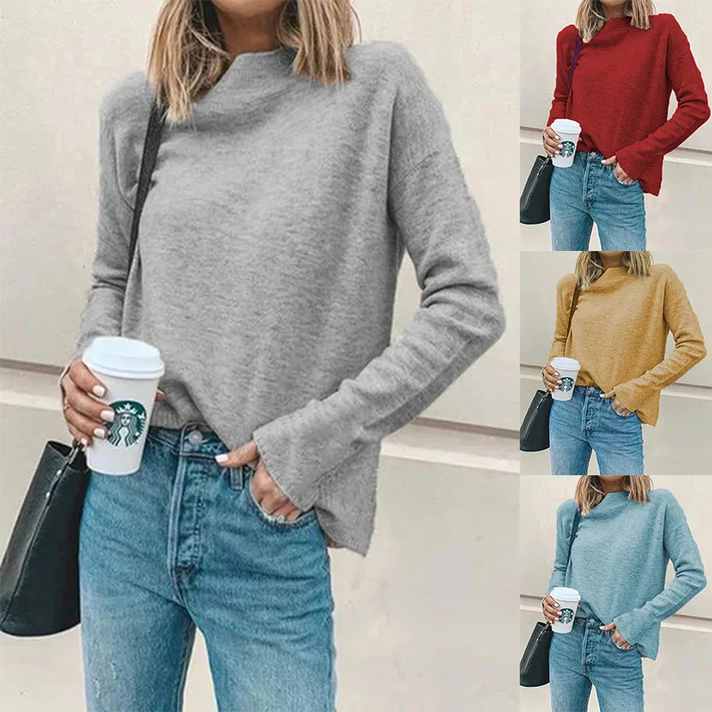 

Свитер WEPBEL, женская одежда, пуловер, женский свитер, новая осенне-зимняя повседневная водолазка, однотонный с длинным рукавом