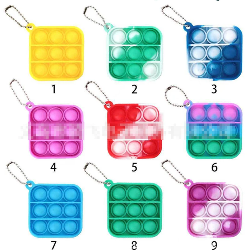 Enlarge 30pcs Mini Push Bubble Sensory Toy Autism Needs Squishy Stress Reliever Toys Anti-stress Fidget Keychain Kids Gift