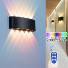 Светодиодный настенный светильник RGB затемнение садовые украшения комнаты AC85-265V Водонепроницаемый приспособление Алюминий дистанционного Управление Лестницы ночной свет