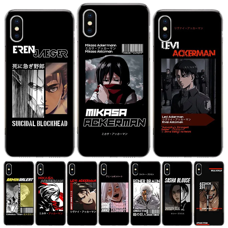

Attack on Titan Levi Mikasa Phone Case For Apple Iphone 11 12 Mini 13 Pro Max SE 2020 X XS XR 8 Plus 7 6 6S 5 5S SE Cover Shell