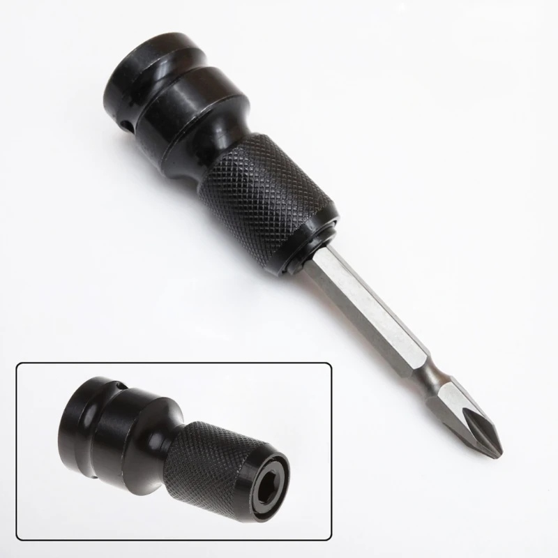 

1/2\"Drive To 1/4\"Hex Shank Converter Quick Release Chuck Screwdriver Bit Adapter H7ED