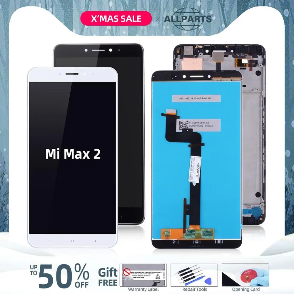 Дисплей для XIAOMI Mi Max 2 LCD в сборе с тачскрином на рамке Черный и белый золото