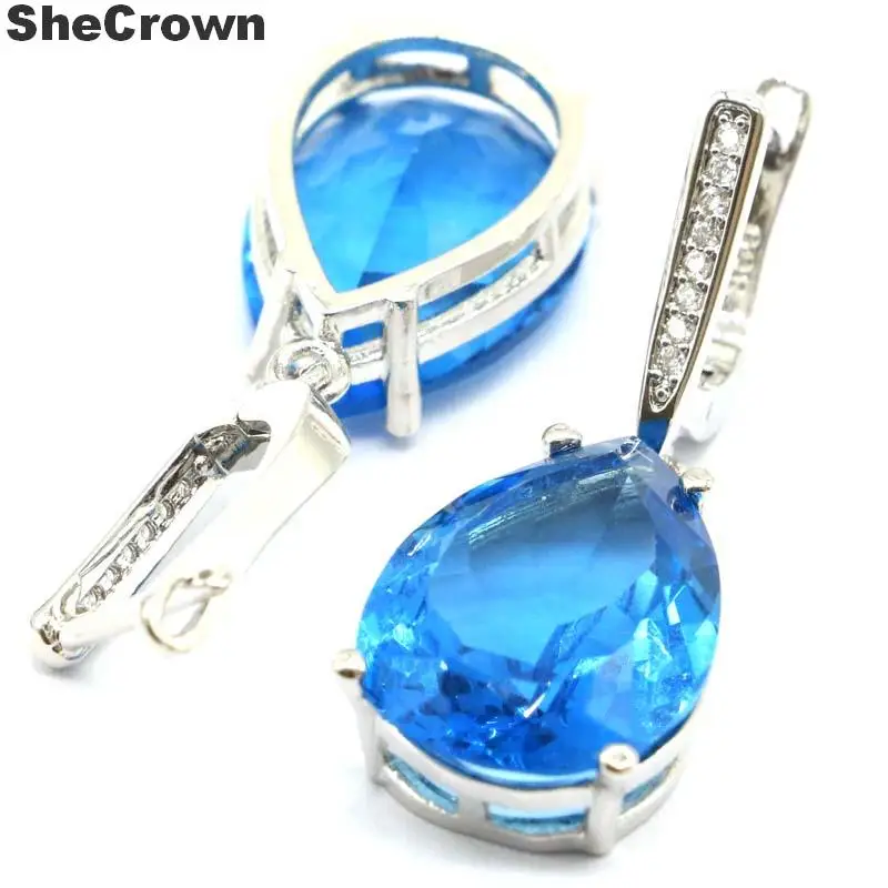 27x13 мм ювелирный набор в форме капли воды 18x13 создала Лондон Голубой топаз для