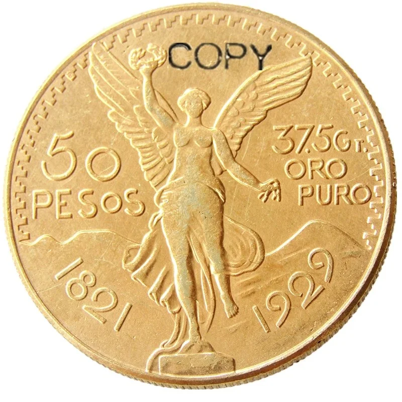 

A set of(1921-1947) 10pcs Mexico 50 Peso Gold Plated copy coin
