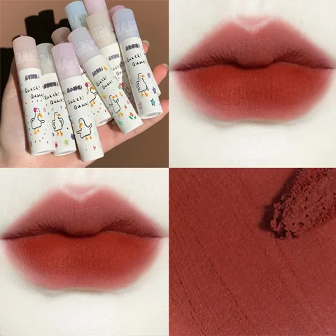 

Velvet matte lip gloss cute duck printing for lip makeup beauty cosmetic long lasting waterproof women liquid lipstick AC388