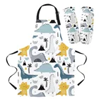 Милый мультяшный динозавр Kawaii, фартук для кухни, бытовой, для чистки дома, для приготовления пищи, фартук для кухни, женские фартуки
