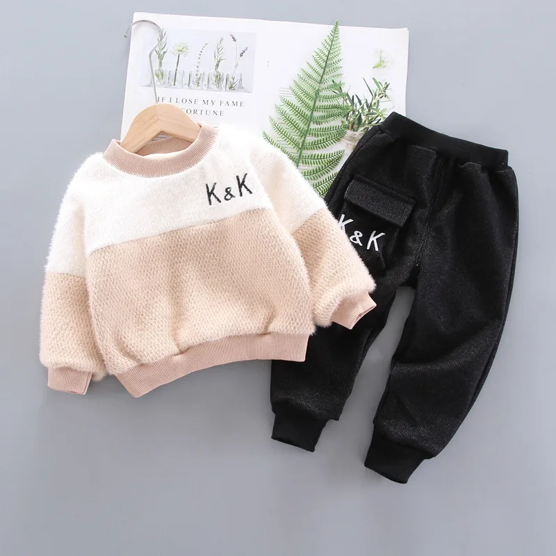 

Autumn Winter Children Fashion Thicken Warm Clothes Kids Boys Girls Coat Pants 2Pcs/sets Baby Toddler Clothing Infant Tracksuit