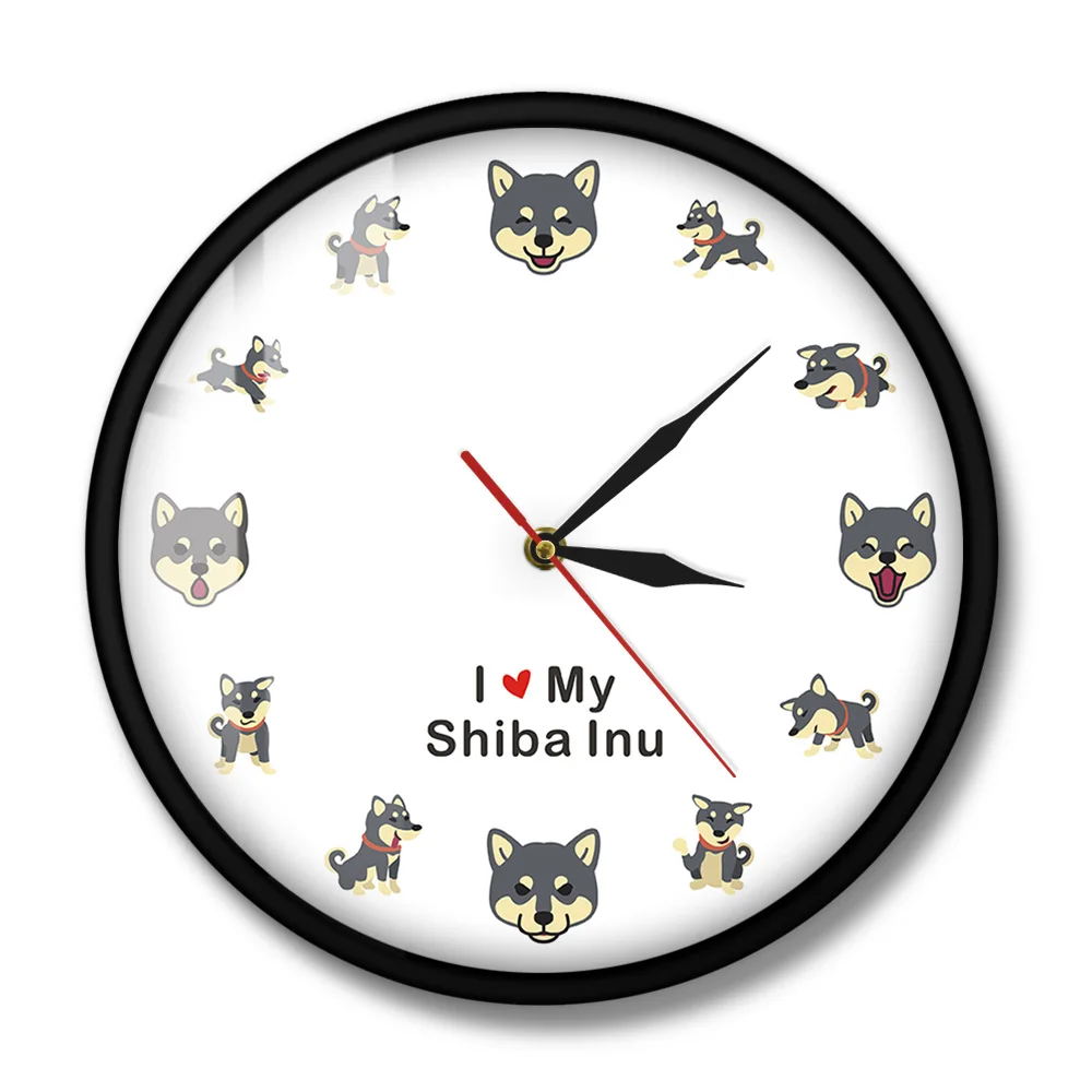 Настенные часы с надписью I Love My Shiba Inu японская маленькая собака тихие настенные