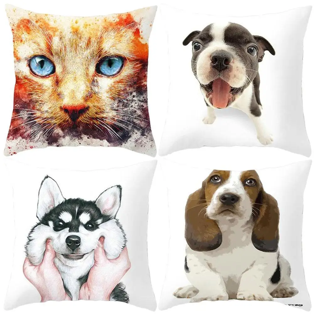 

45*45cm Abstract Dog Animal Pillow Case Peach Skin Sofa Car Living Room Bedroom Seat Cushion Cover Fashion Home Decoration